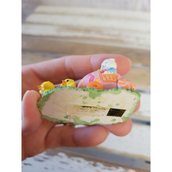 Enesco chicken Carriage bunny AS IS 1990 mini village spring decor - Picture 6 of 7